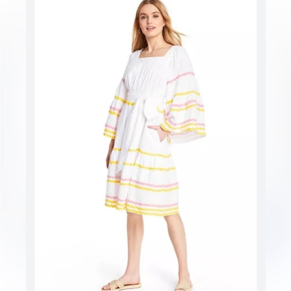 White Dress by Lisa Marie Fernandez with Yellow and Pink accents